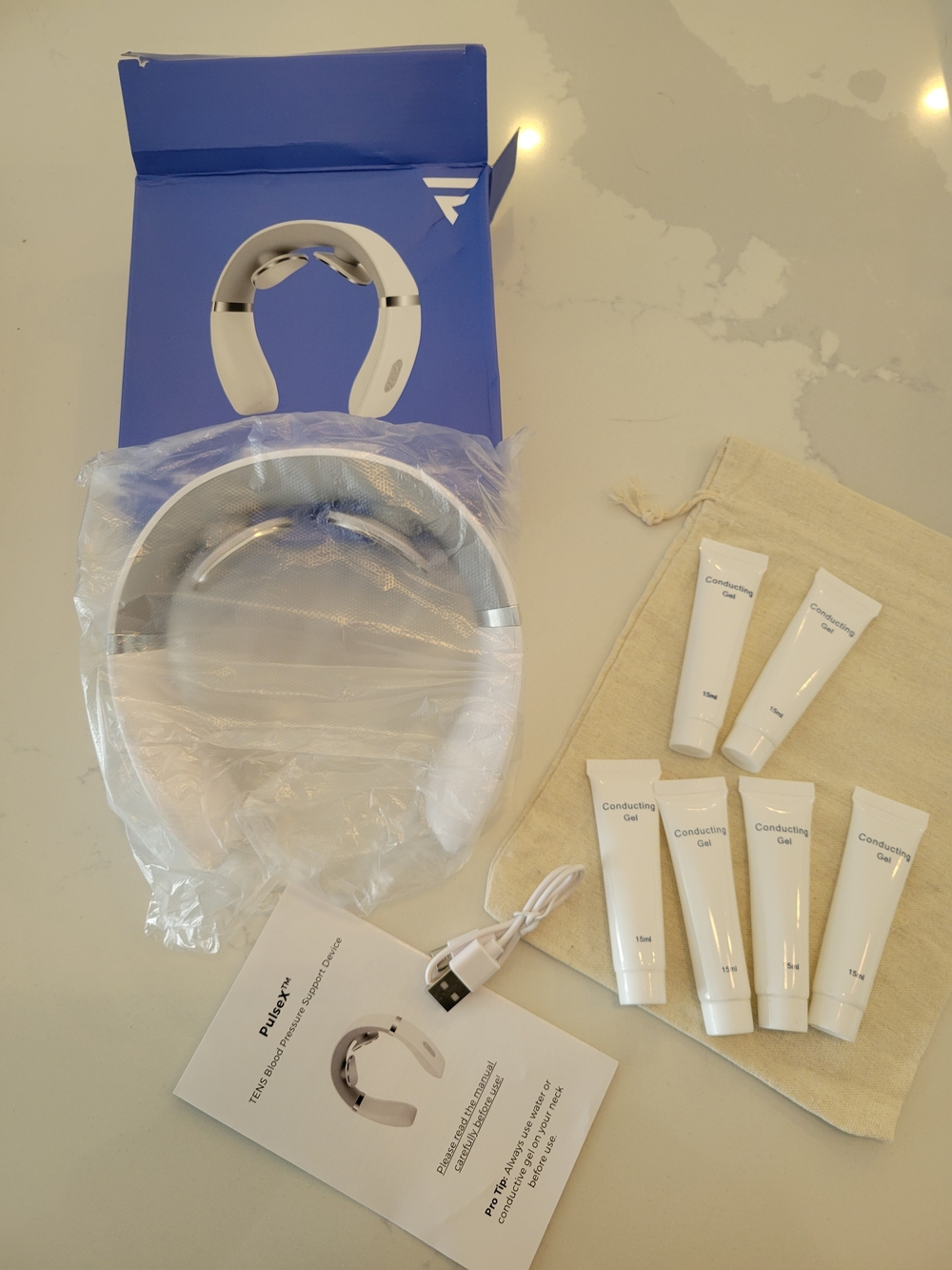 PulseX Blood Pressure Support Device with Conductive 6 Gel Packs